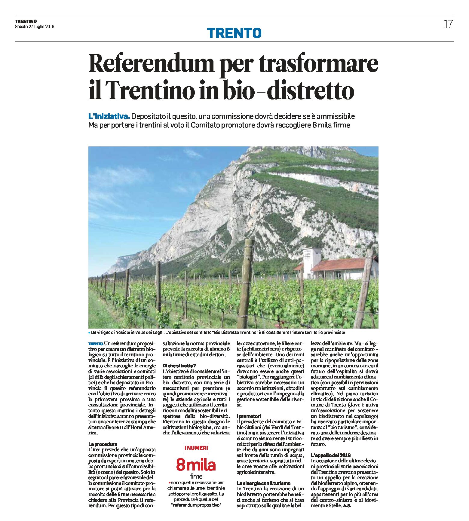 Referendum: per trasformare il Trentino in bio-distretto. Il Comitato dovrà raccogliere 8 mila firme