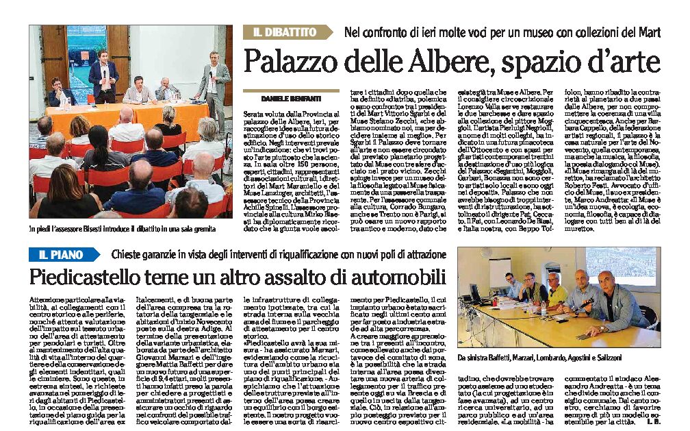 Trento: dibattito per il futuro di palazzo delle Albere e serata di presentazione del piano guida di Piedicastello