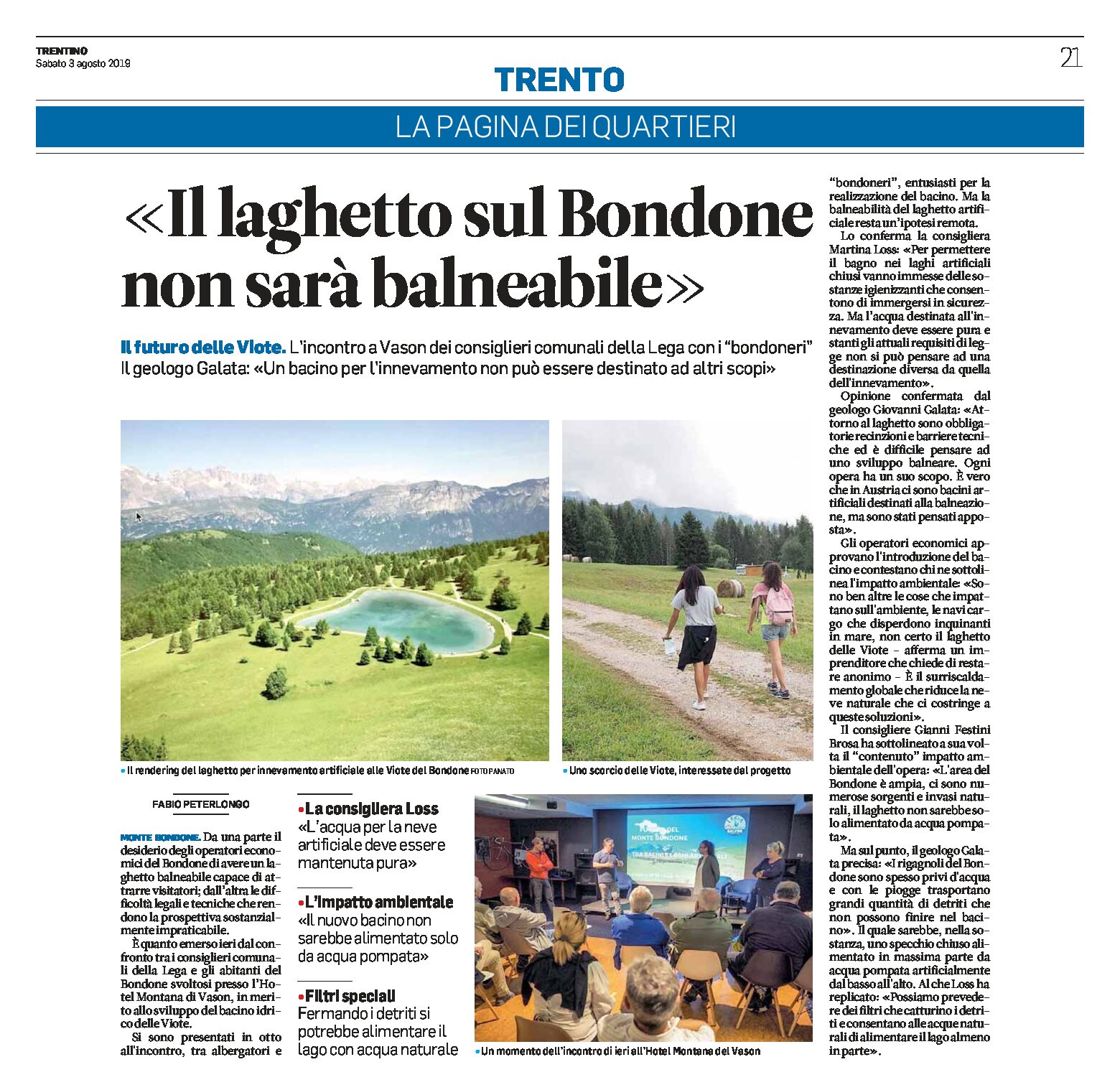 Bondone, Viote: il laghetto non sarà balneabile