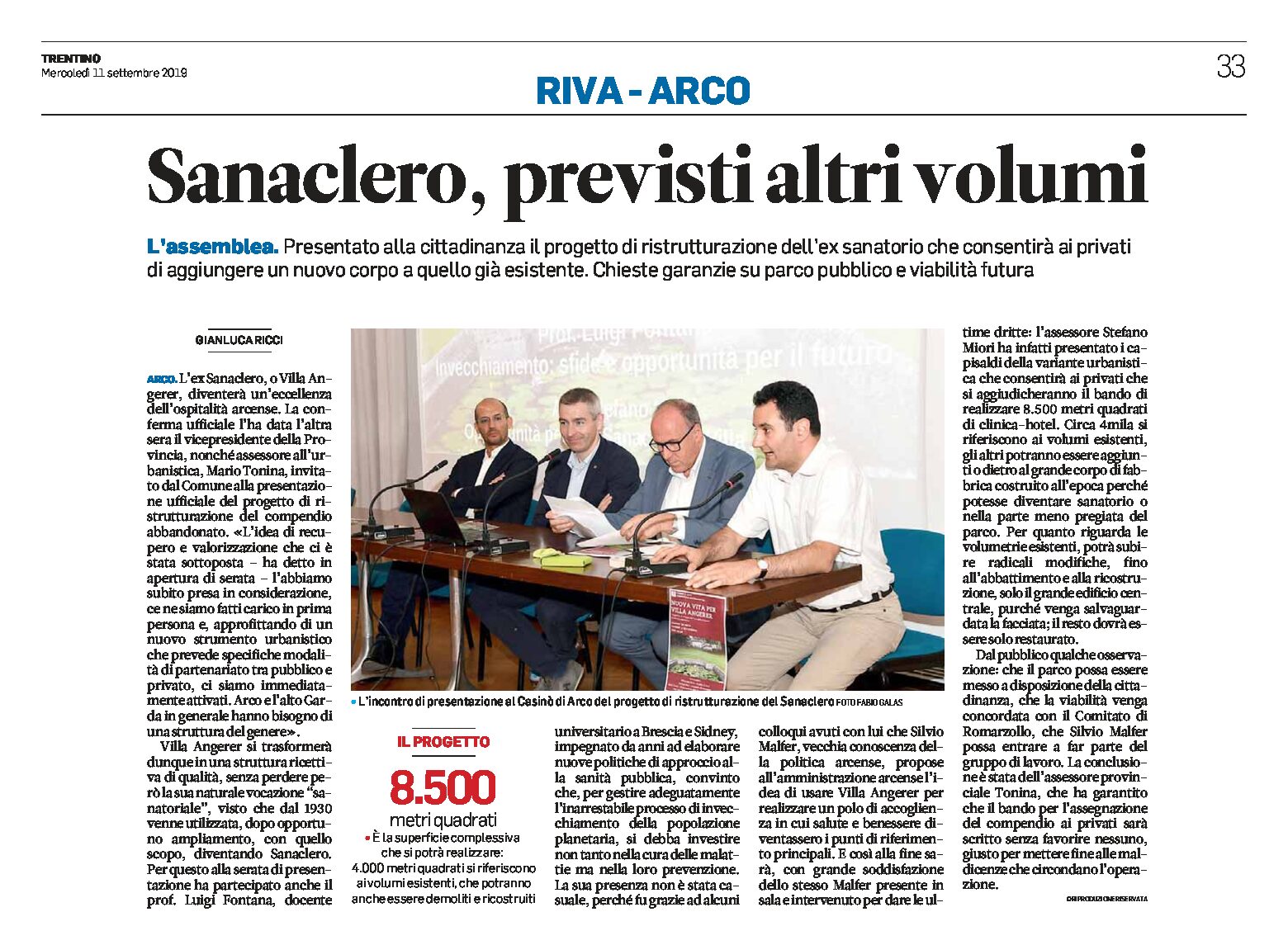 Arco, Villa Angerer-Sanaclero: previsti altri volumi. Presentato alla cittadinanza il progetto di ristrutturazione