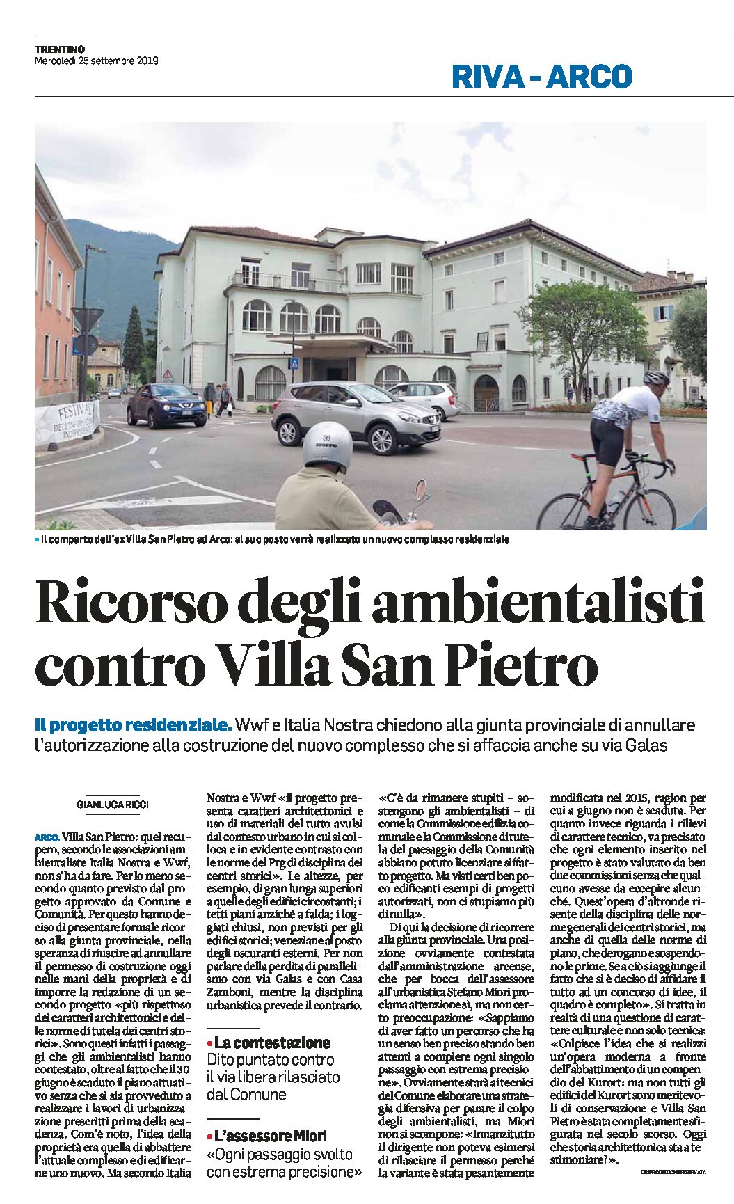 Arco, Villa San Pietro: ricorso degli ambientalisti contro il nuovo progetto