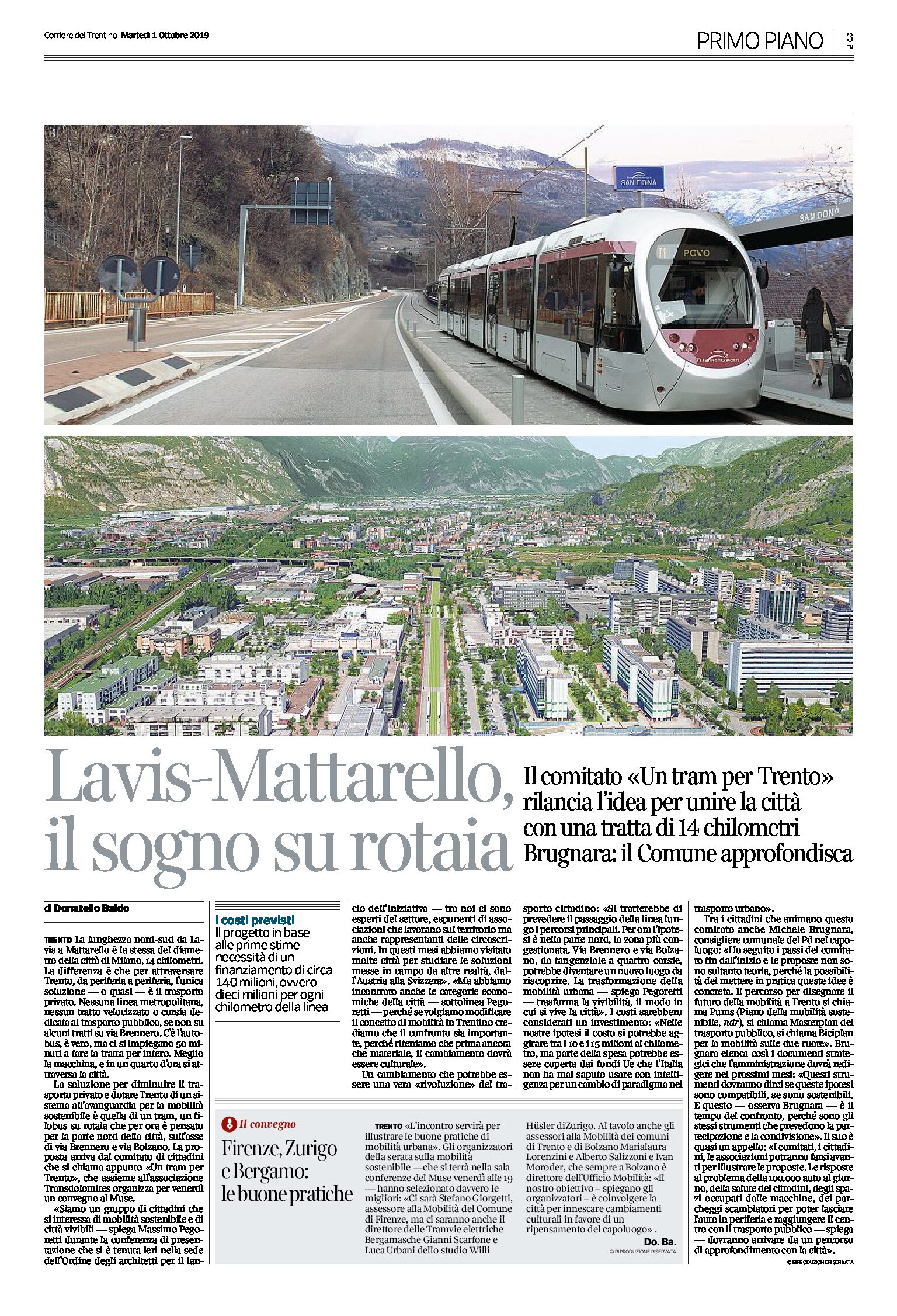 Lavis-Mattarello: il sogno su rotaia. Il comitato “Un tram per Trento” rilancia l’idea per unire la città