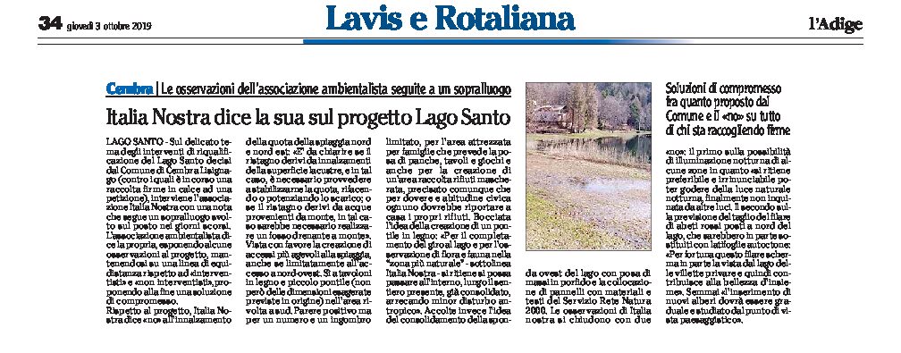 Lago Santo: Italia Nostra, dopo un sopralluogo, dice la sua sul progetto