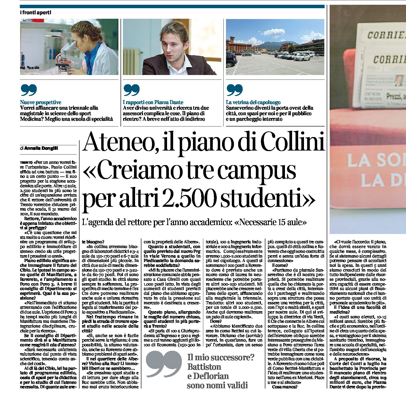 Trento, ateneo: intervista al rettore Collini “creiamo 3 campus per altri 2.500 studenti”