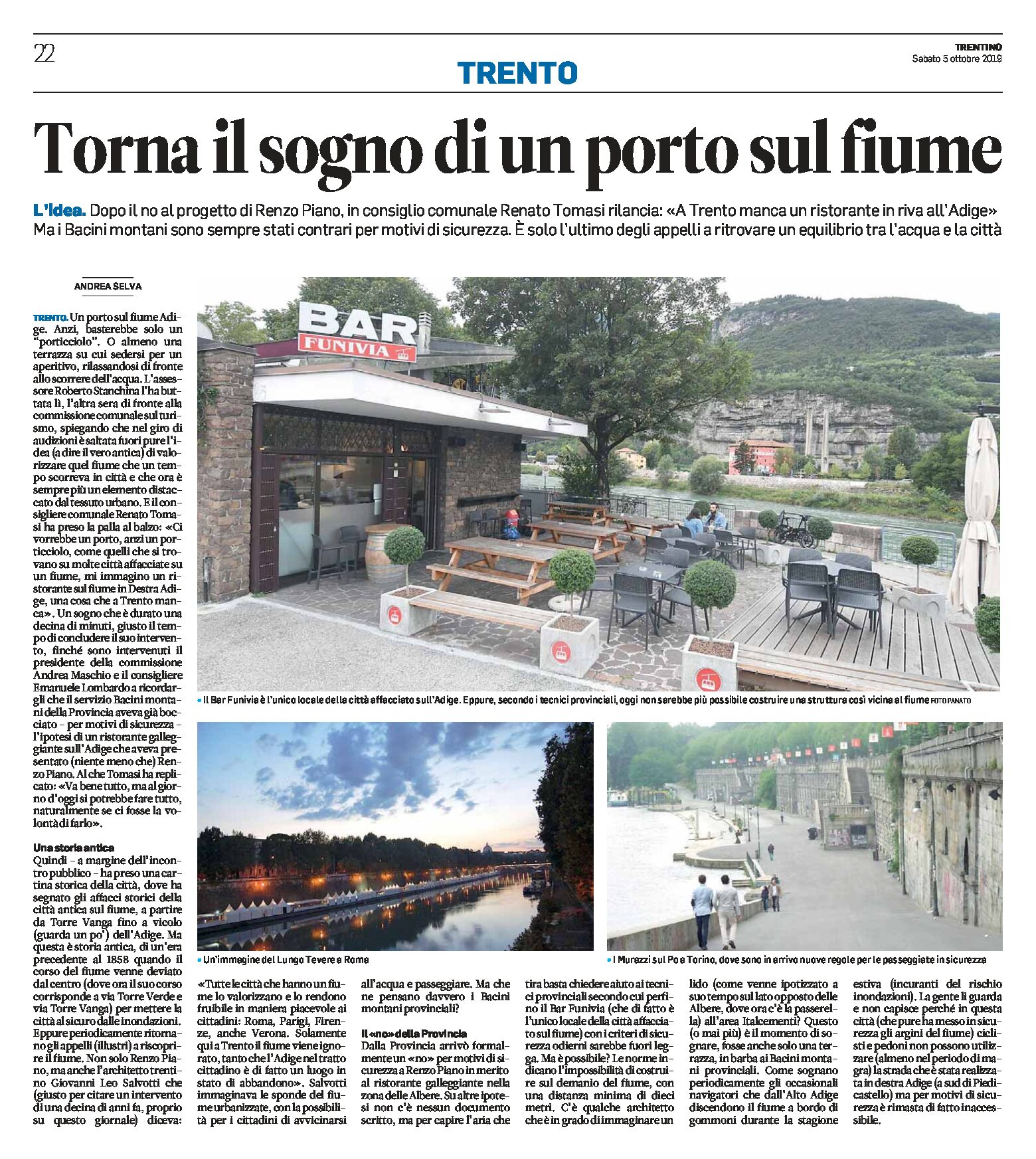 Trento: torna il sogno di un porto sul fiume