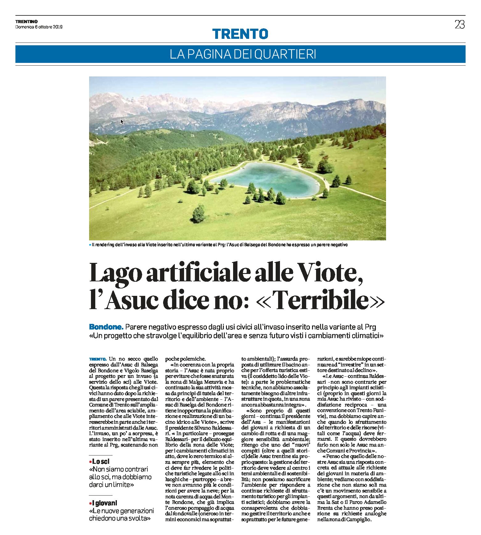 Bondone, Viote: l’Asuc dice no al lago artificiale