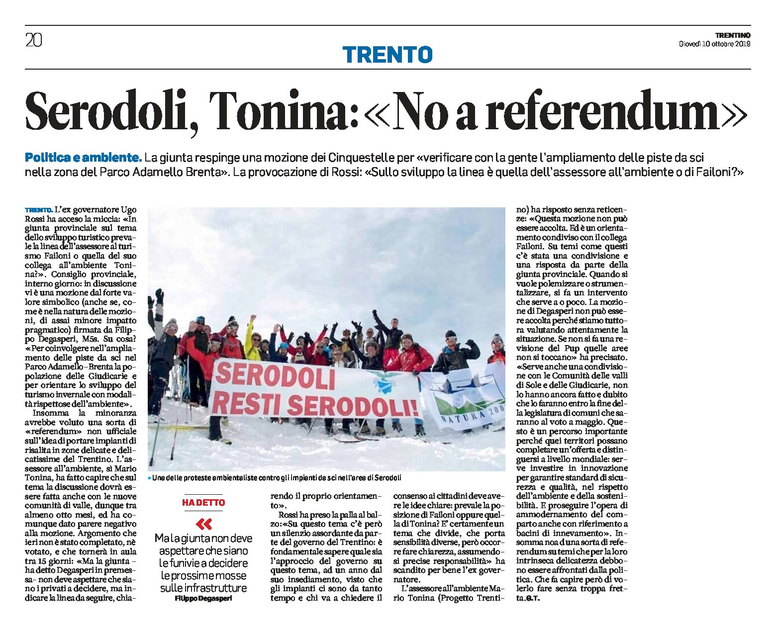 Serodoli: Tonina “no a referendum”