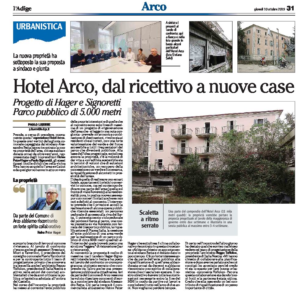 Arco: Hotel Arco, dal ricettivo a nuove case