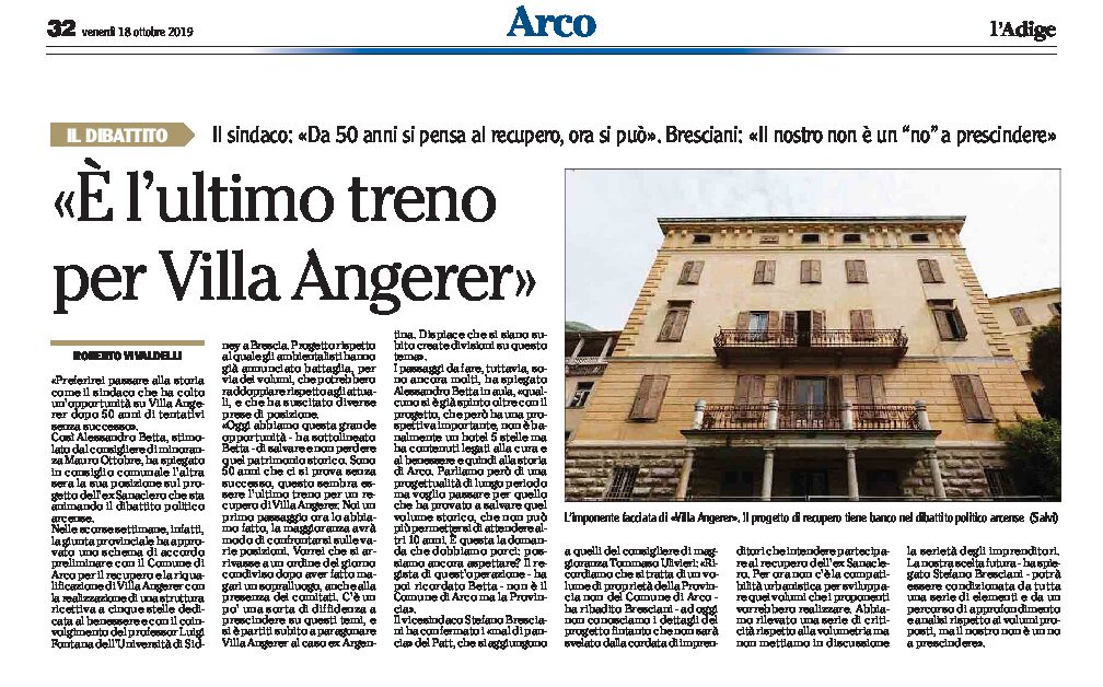 Arco, villa Angerer: il sindaco “questo è l’ultimo treno per un recupero”