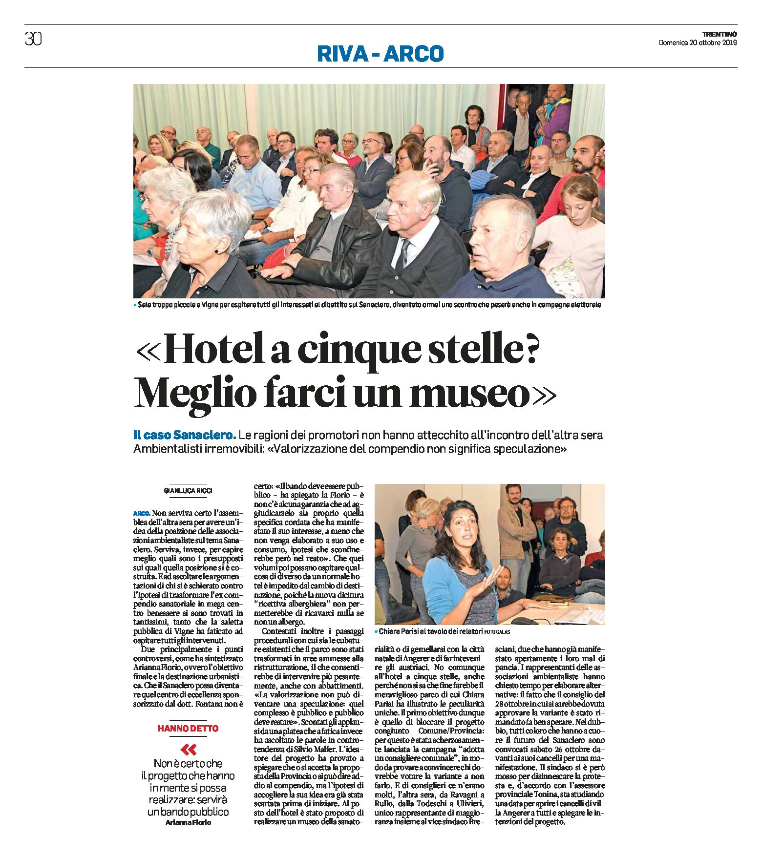 Arco, ex Sanaclero-Villa Angerer: incontro pubblico. Gli ambientalisti “hotel cinque stelle? meglio un museo”