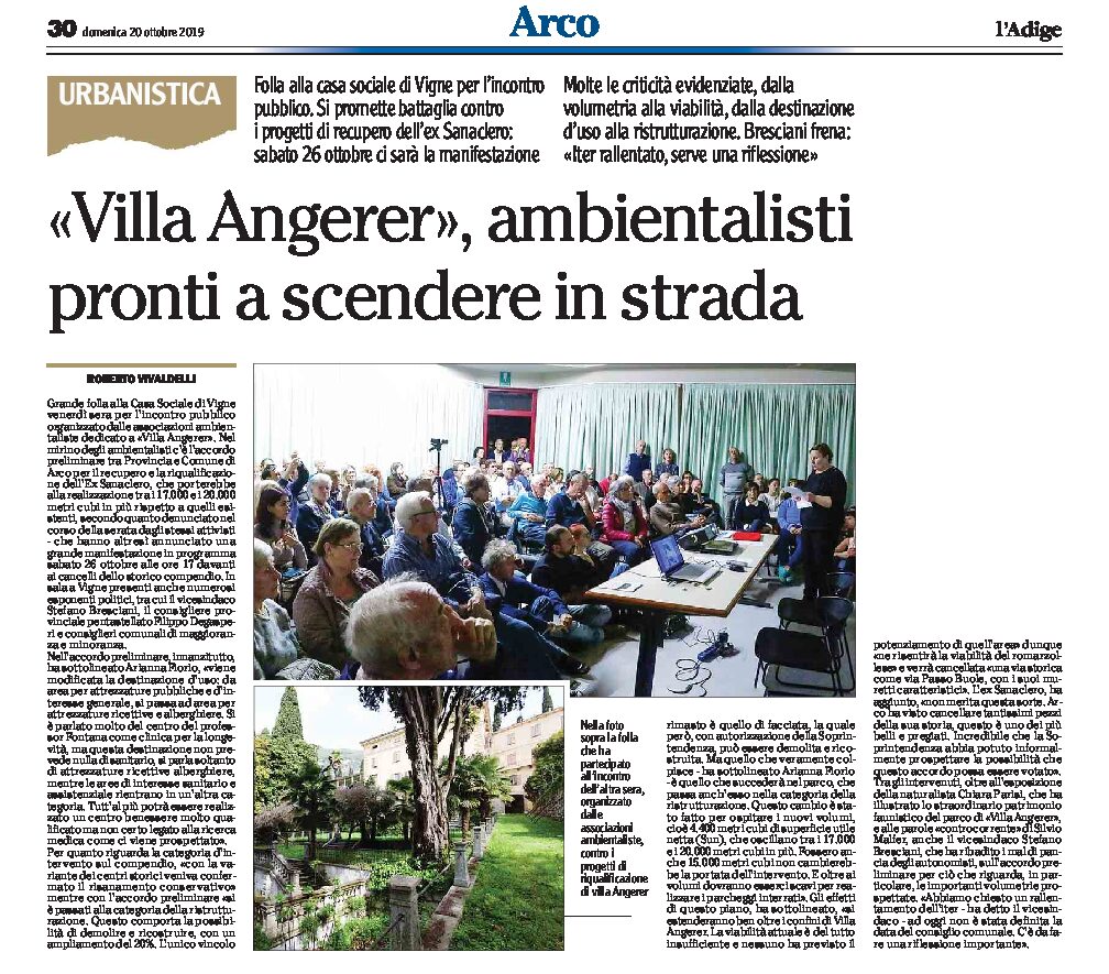 Arco, Vigne: Villa Angerer, ambientalisti pronti a scendere in strada