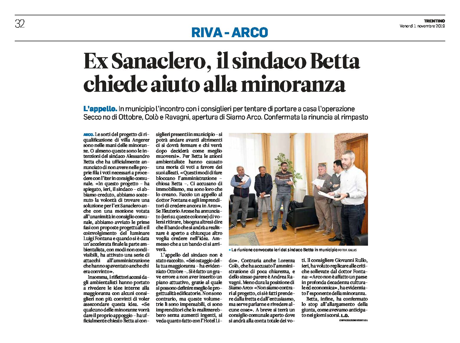 Arco, ex Sanaclero: il sindaco Betta chiede aiuto alla minoranza
