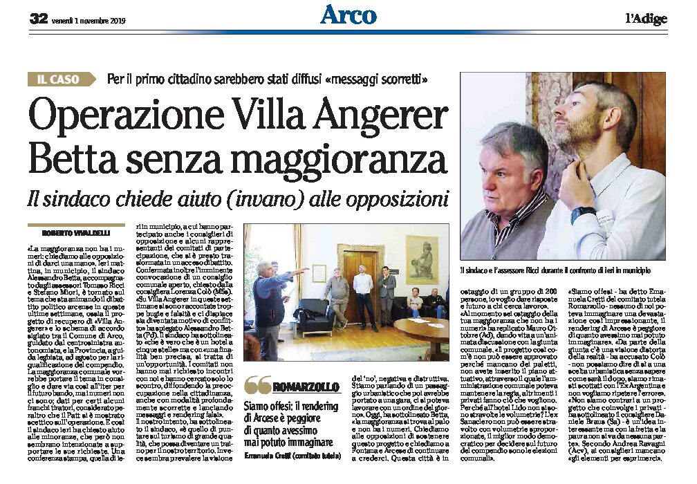 Arco: Operazione Villa Angerer, Betta senza maggioranza