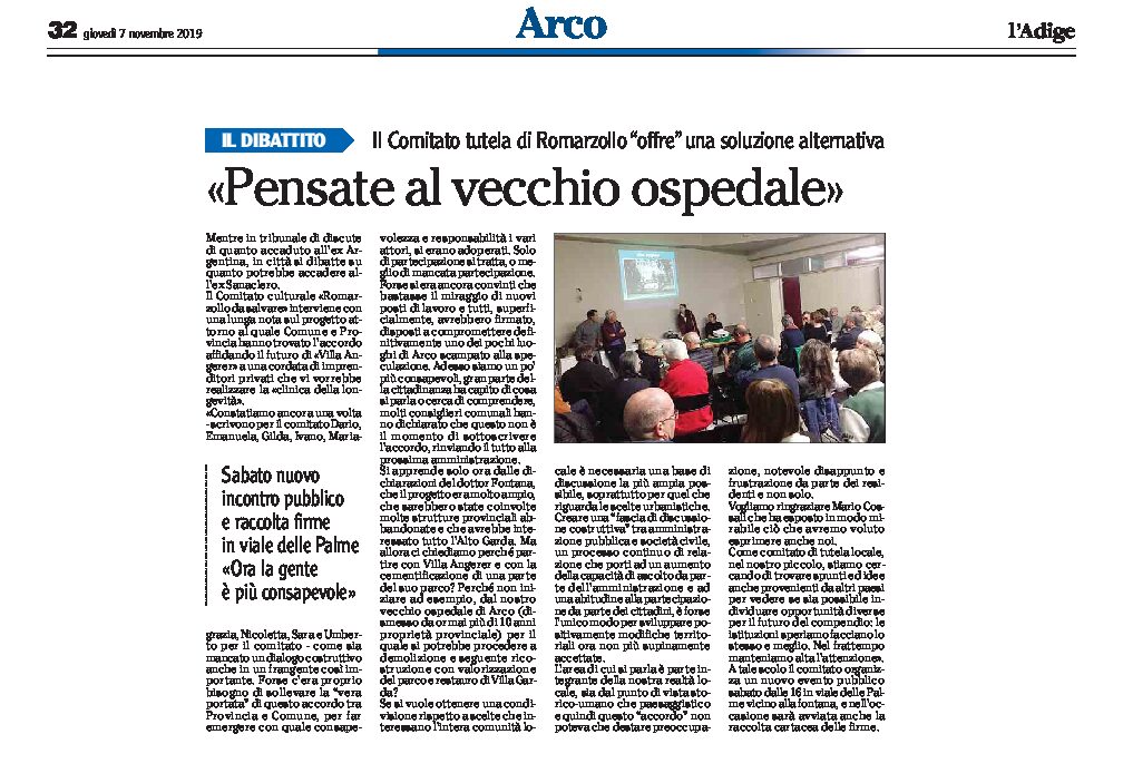 Arco, ex Sanaclero: il Comitato tutela di Romarzollo “pensate al vecchio ospedale”