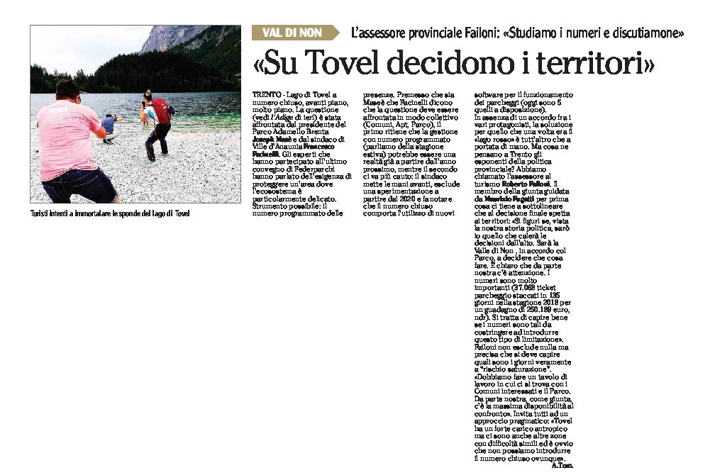 Lago di Tovel: decidono i territori