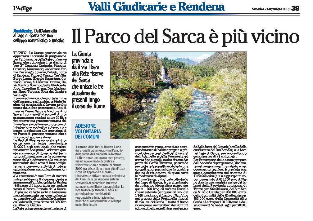 Parco del Sarca: è più vicino. Via libera alla Rete di riserve del Sarca, dall’Adamello al lago di Garda