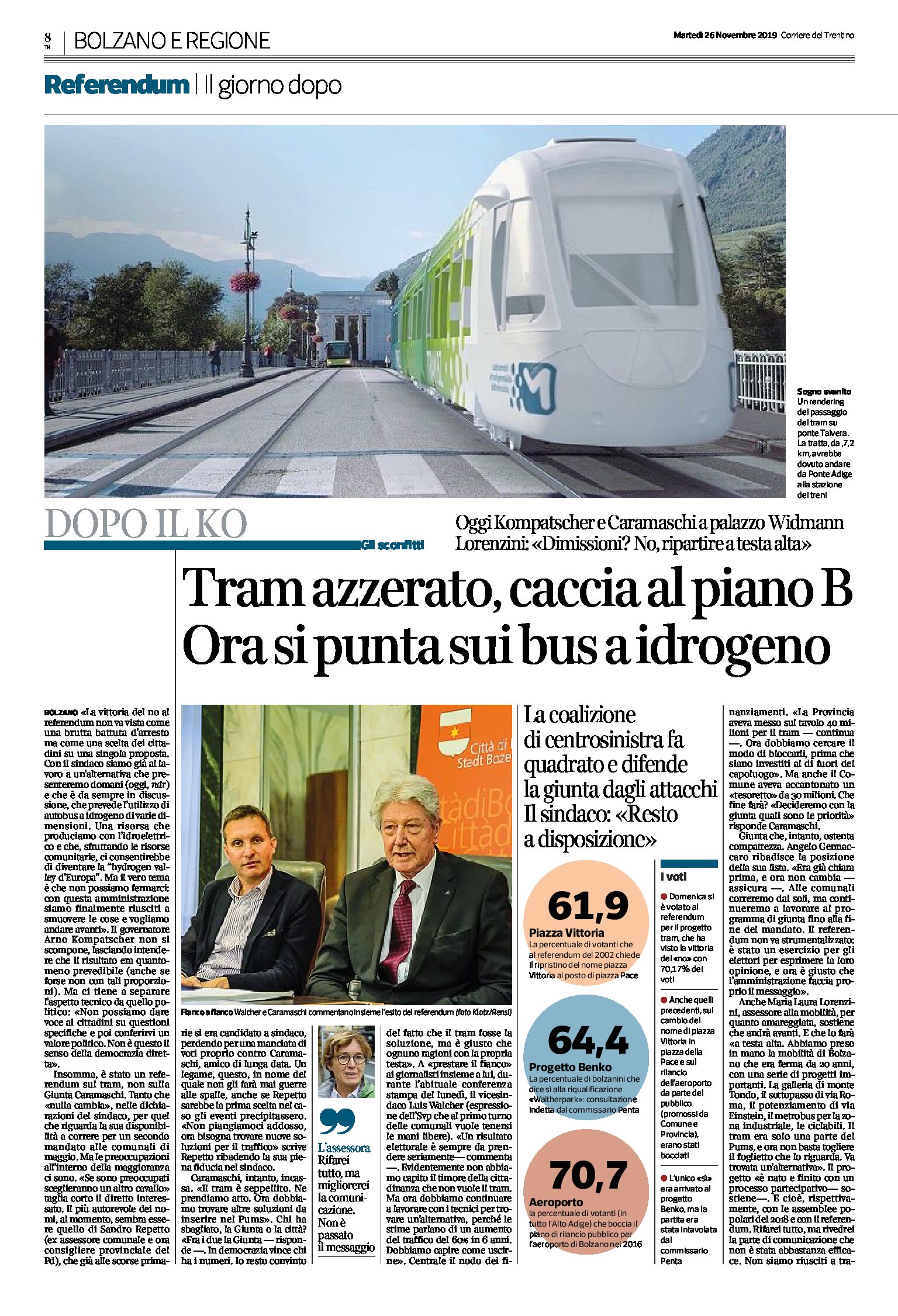 Bolzano, referendum: tram azzerato, caccia al piano B. Si punta sui bus a idrogeno