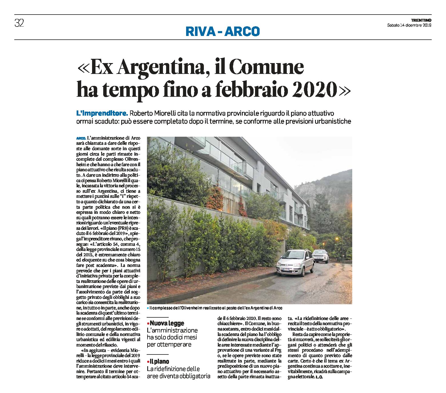 Arco, ex Argentina: il Comune ha tempo fino a febbraio 2020