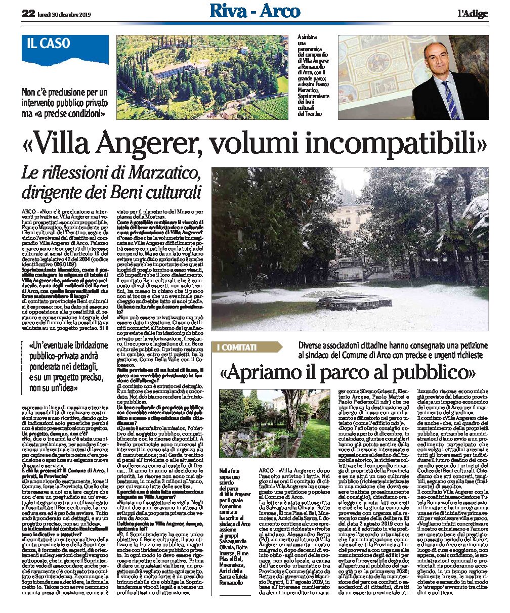 Arco, villa Angerer: intervista al soprintendente Marzatico “volumi improponibili”