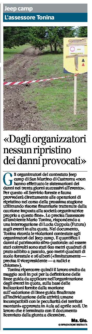 Jeep Camp, San Martino di Castrozza: dagli organizzatori nessun ripristino dei danni provocati