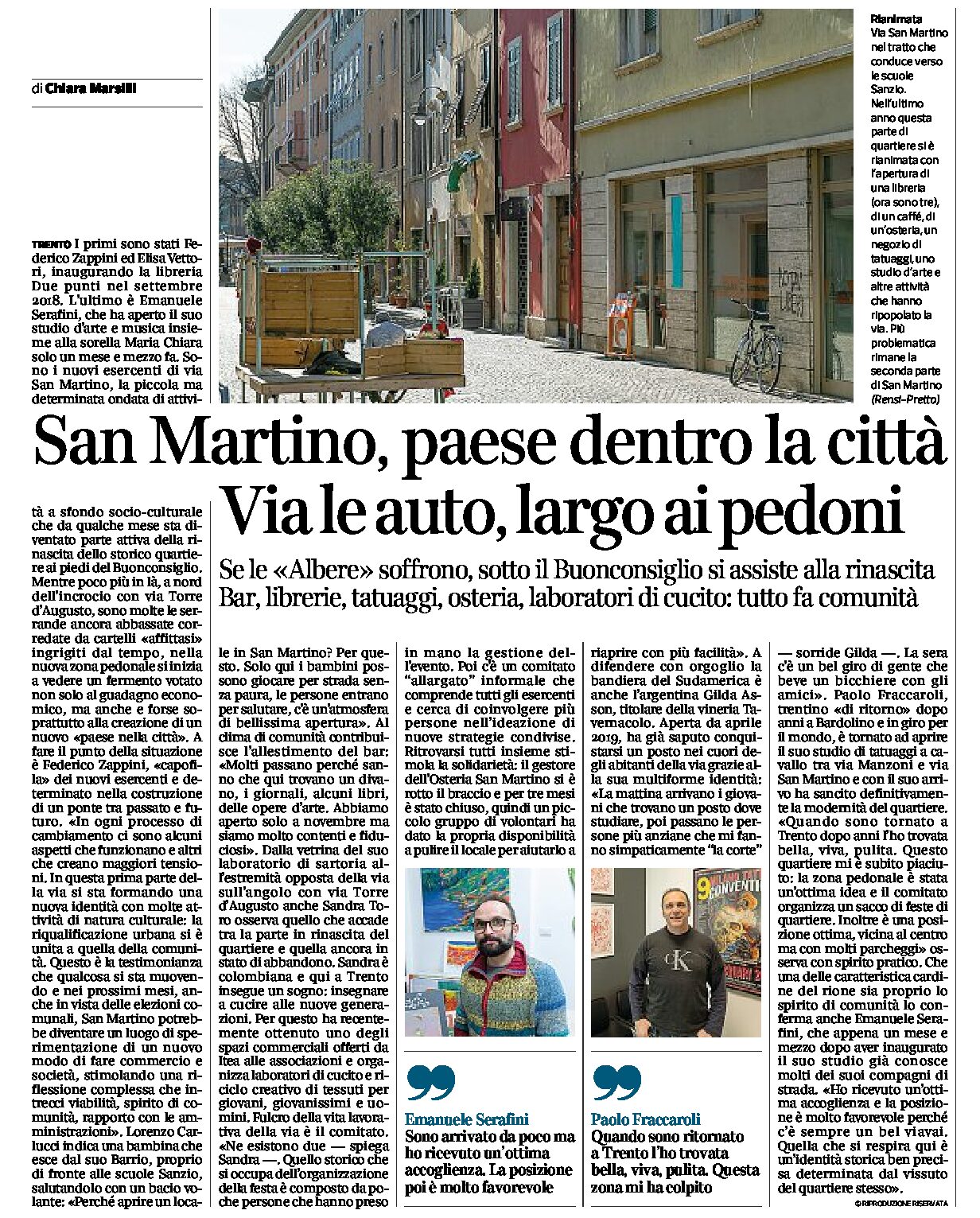 Trento, San Martino: il paese dentro la città, via le auto largo ai pedoni