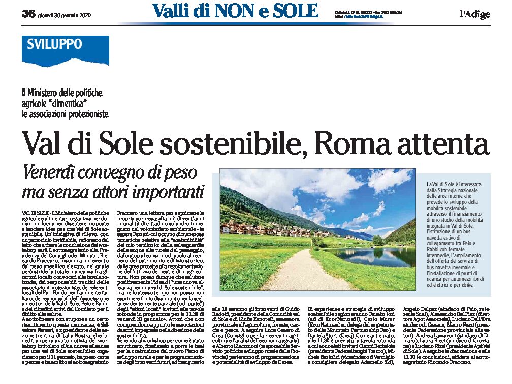 Val di Sole sostenibile: Roma attenta. Venerdì convegno di peso ma senza attori importanti
