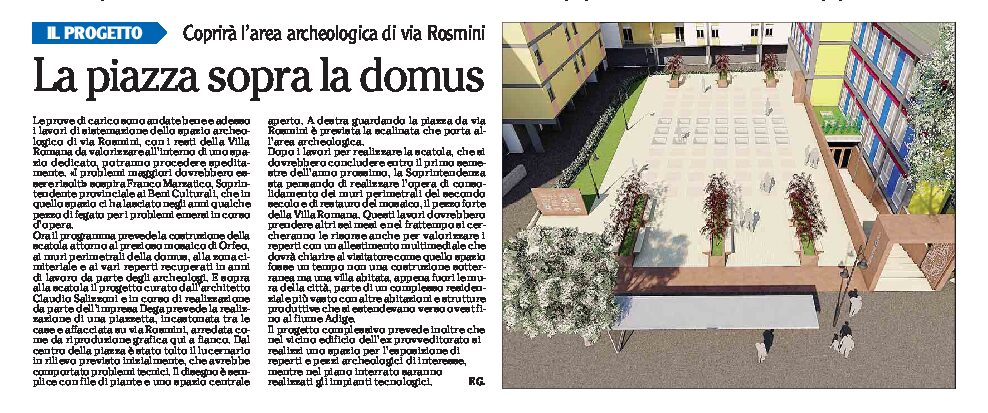 Trento: la piazza sopra la domus coprirà l’area archeologica di via Rosmini