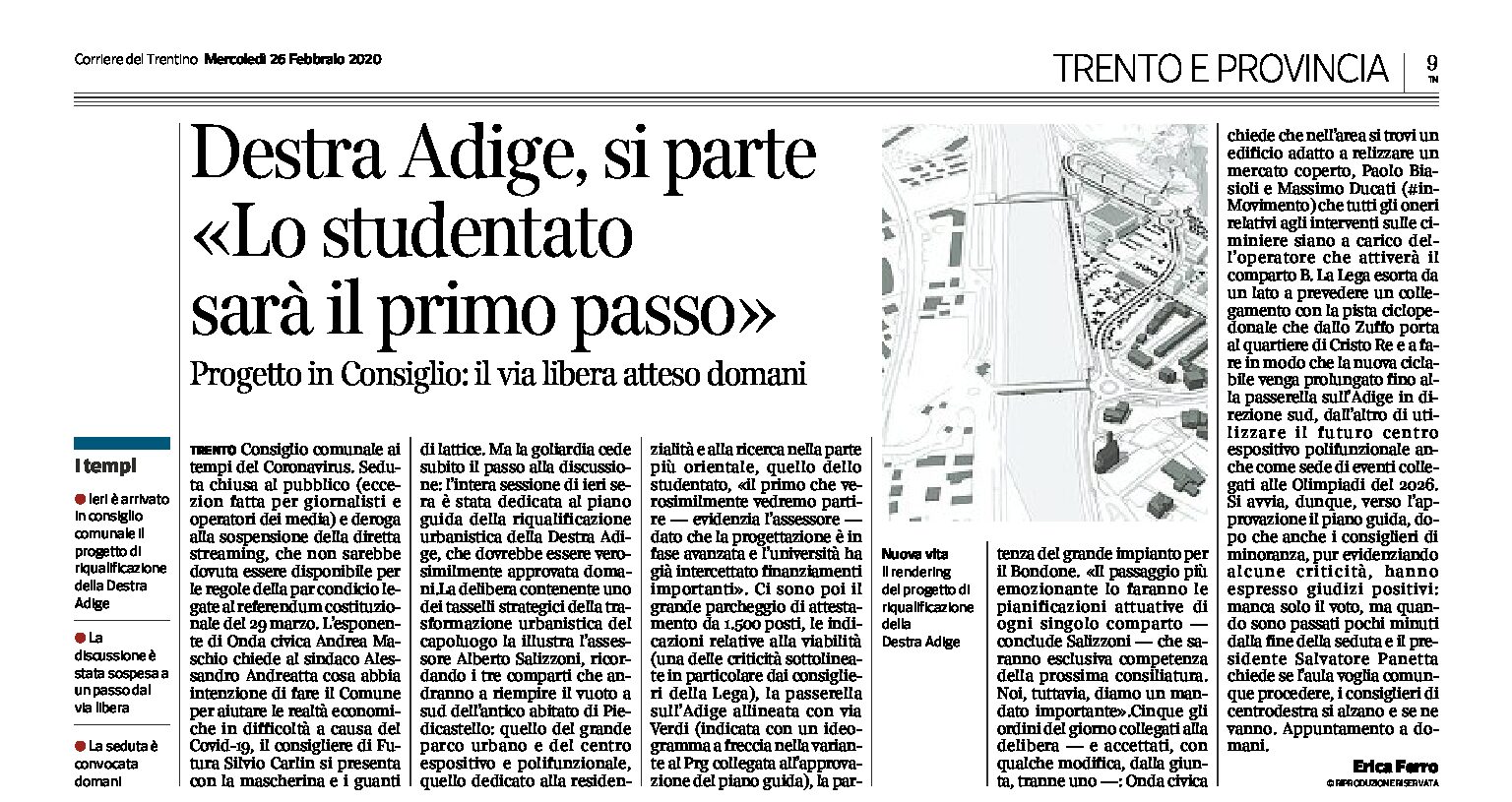 Trento: Destra Adige, si parte. Lo studentato sarà il primo passo