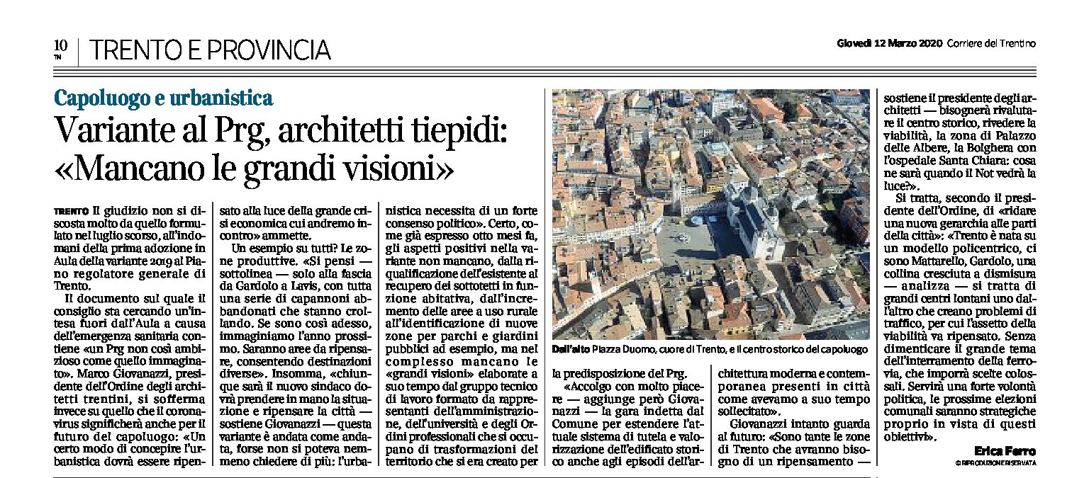 Trento, Prg variante: architetti tiepidi “mancano le grandi visioni”