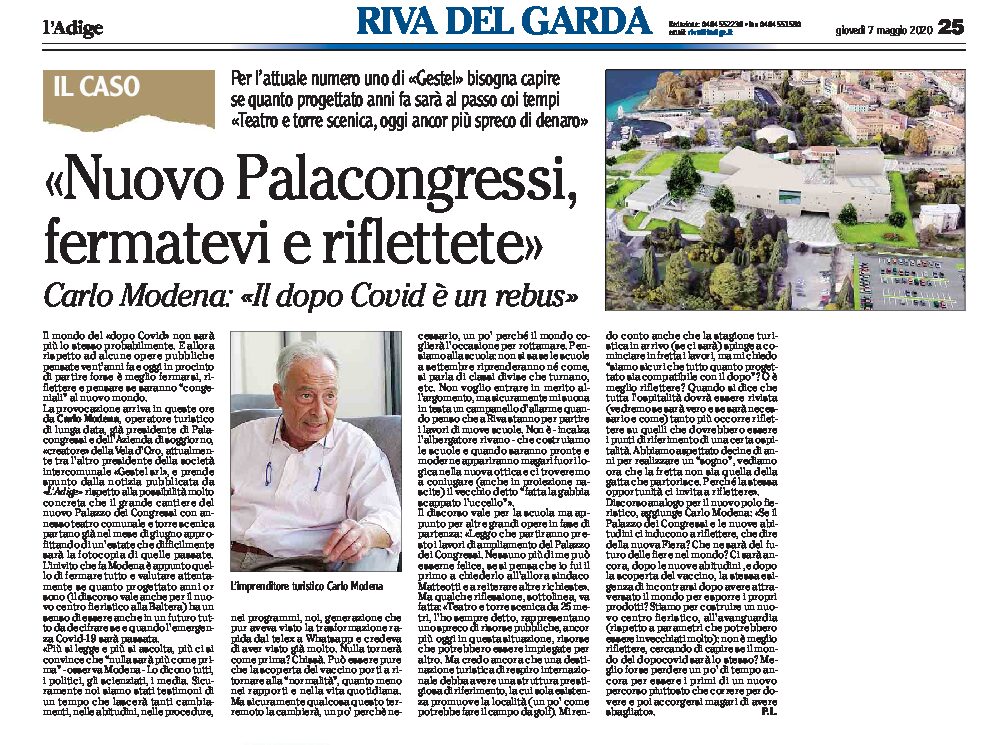 Riva: intervista a Carlo Modena “nuovo Palacongressi, fermatevi e riflettete”