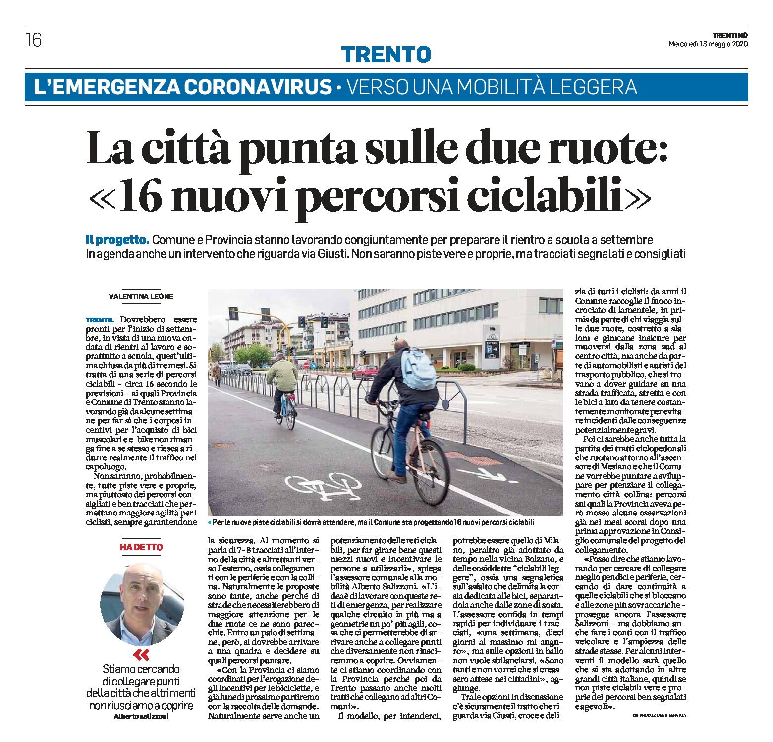 Trento: la città punta sulle due ruote con 16 nuovi percorsi ciclabili