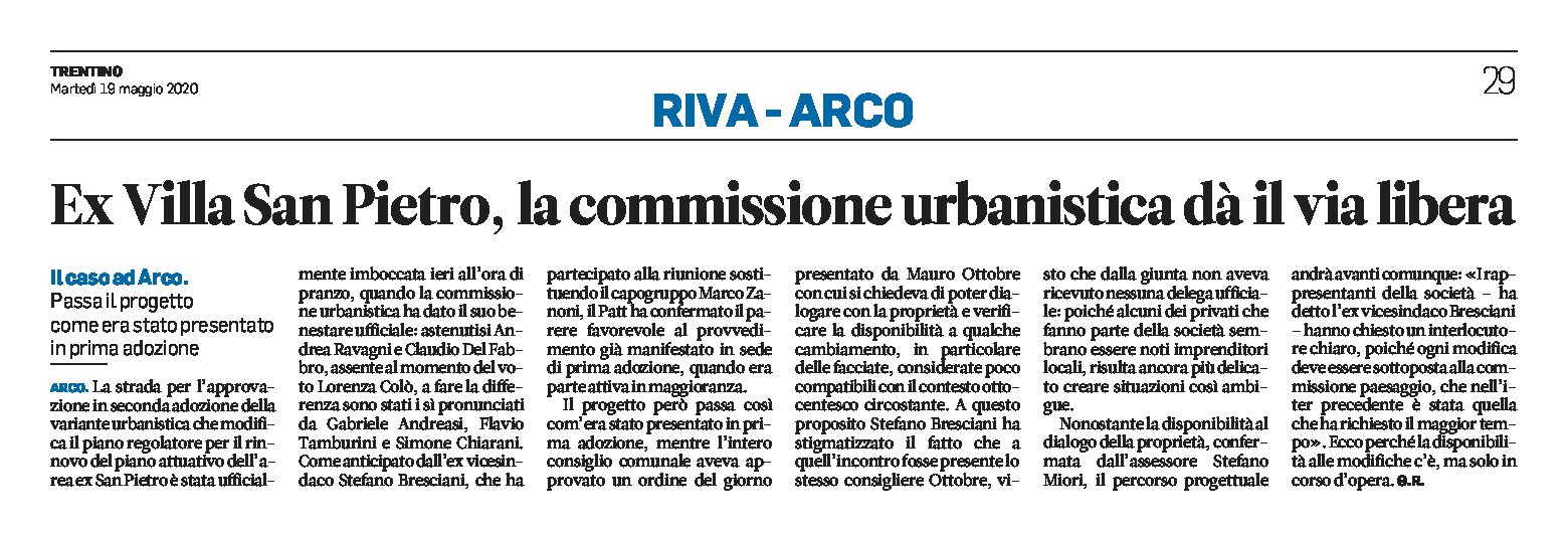 Arco, ex Villa San Pietro: la commissione urbanistica dà il via libera