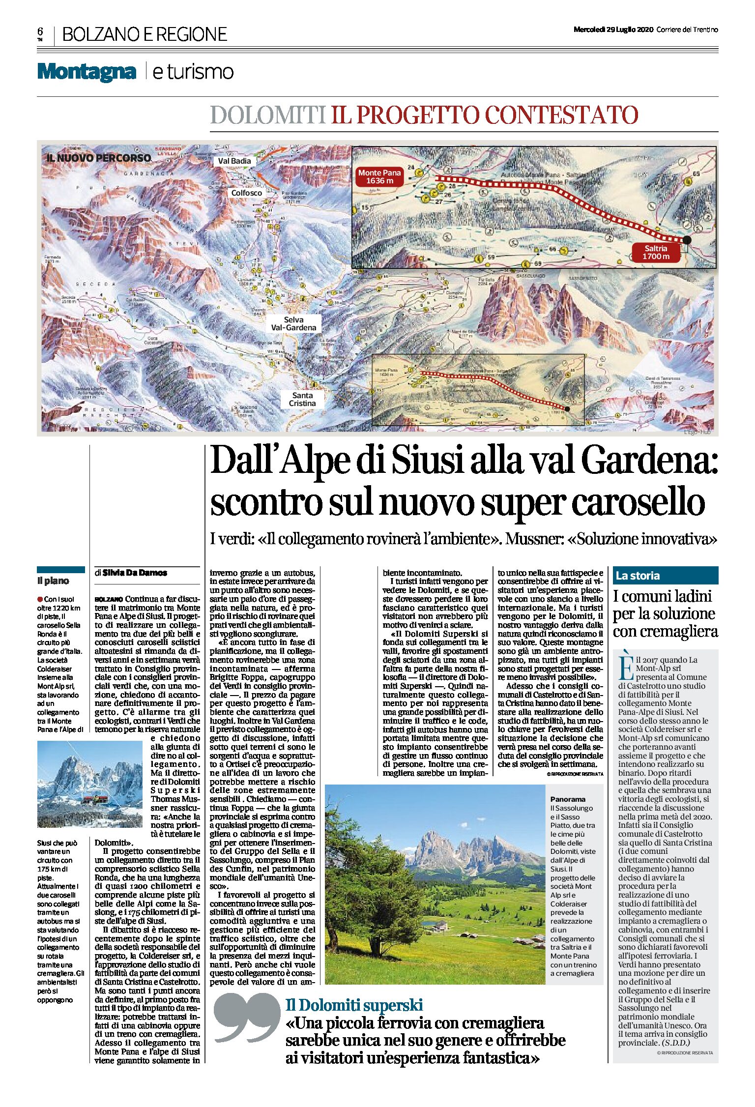 Dall’Alpe di Siusi alla val Gardena: scontro sul nuovo super carosello