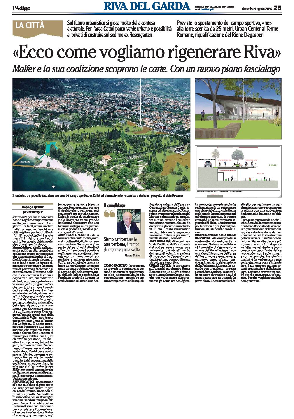 Malfer, Riva: vogliamo rigenerarla con un nuovo piano fascia lago