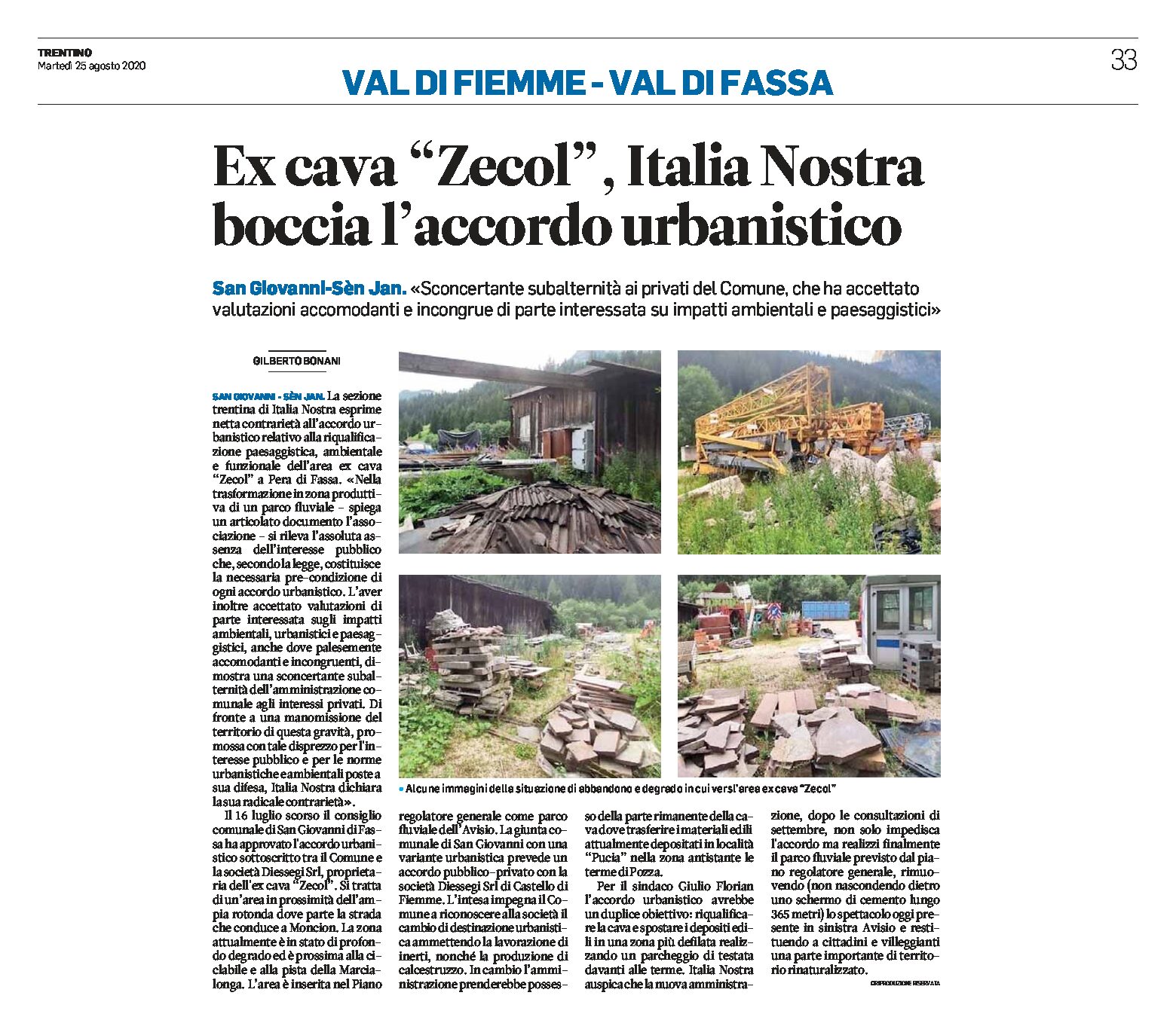 Ex cava Zecol a San Giovanni: Italia Nostra boccia l’accordo urbanistico “sconcertante subalternità del Comune ai privati”