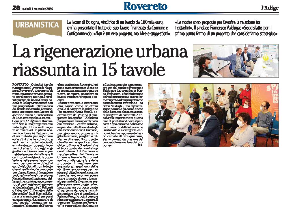 Rovereto: la rigenerazione urbana riassunta in 15 tavole, “proposte per favorire la relazione tra i cittadini”