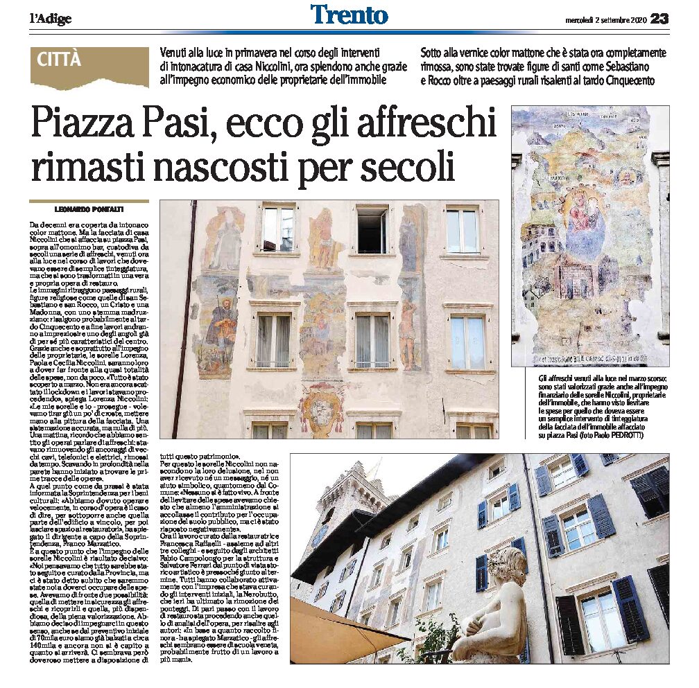 Trento, Piazza Pasi: ecco gli affreschi rimasti nascosti per secoli