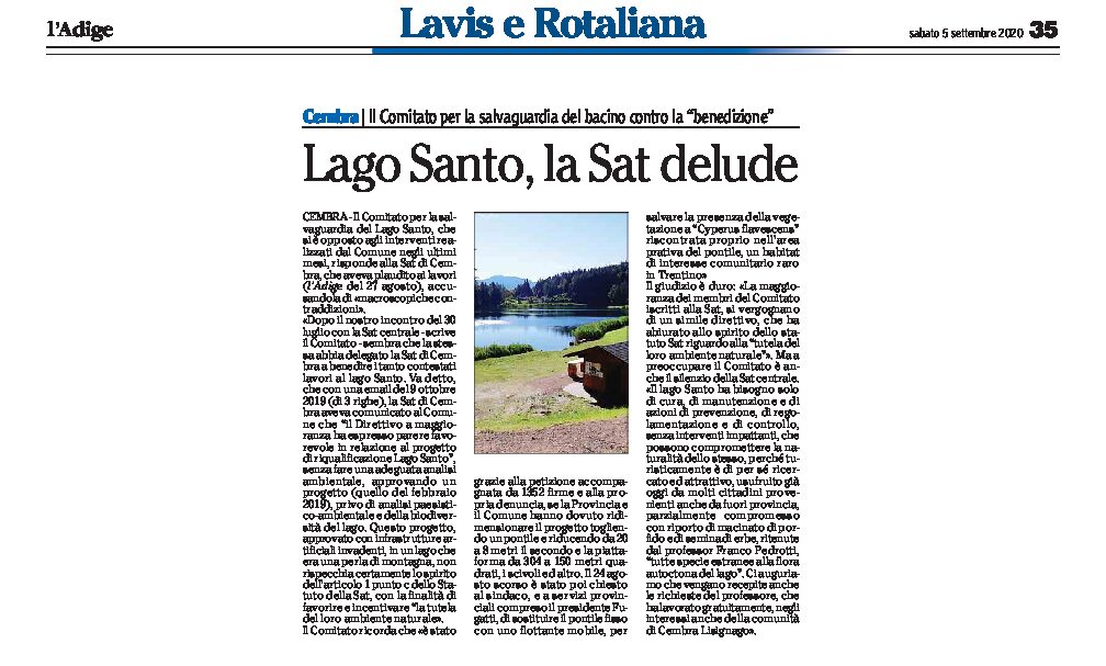 Lago Santo: il Comitato per la salvaguardia contro la “benedizione” della Sat