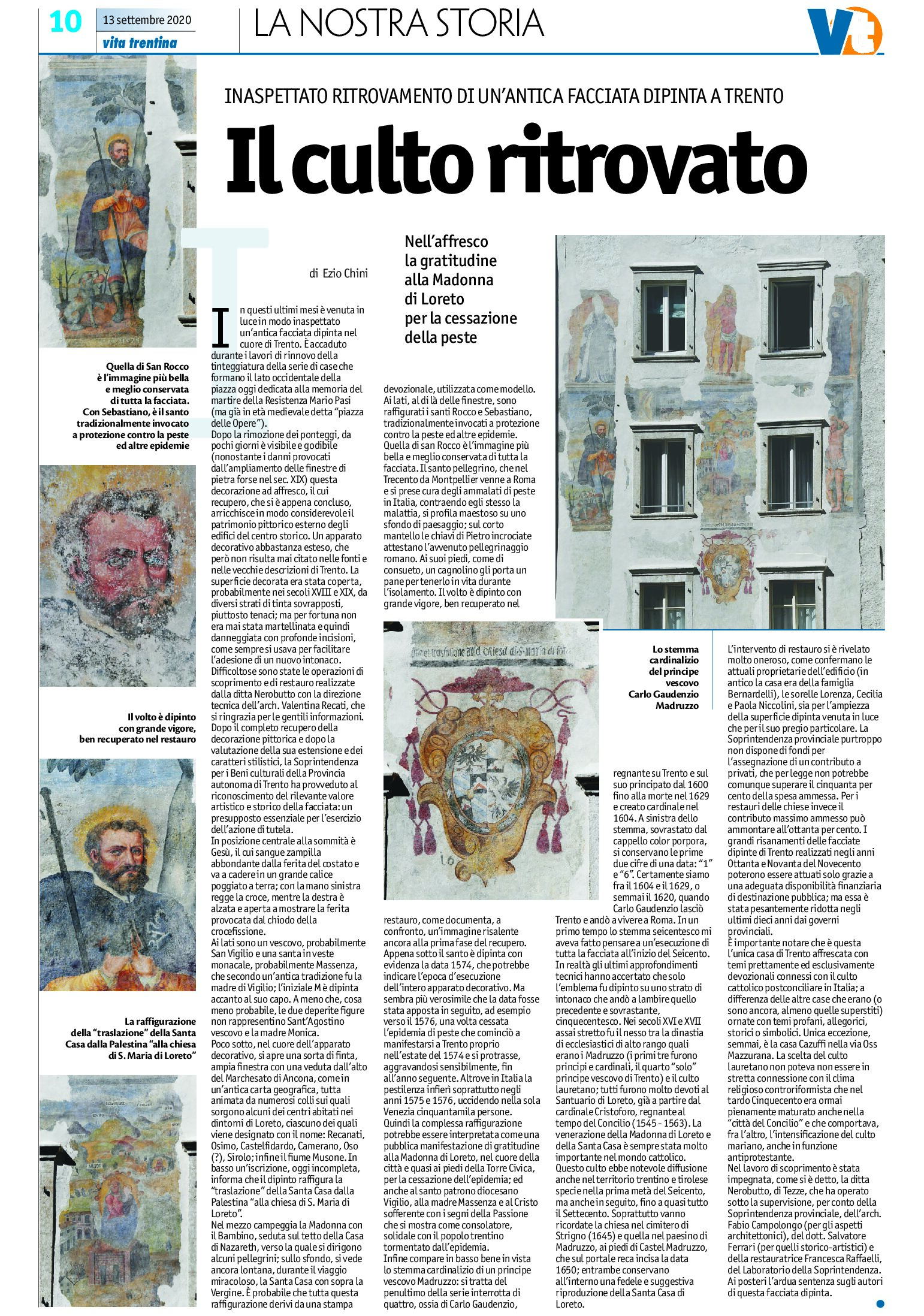 Trento, affreschi: inaspettato ritrovamento di un’antica facciata dipinta