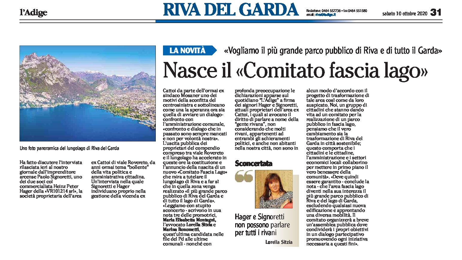 Riva: nasce il Comitato fascia lago “vogliamo il più grande parco pubblico di Riva e del Garda”