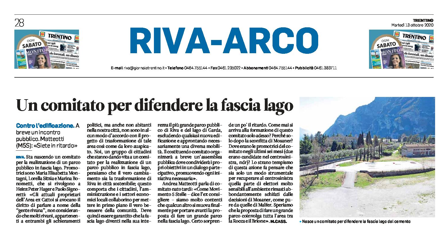Riva: un comitato per difendere la fascia lago contro l’edificazione