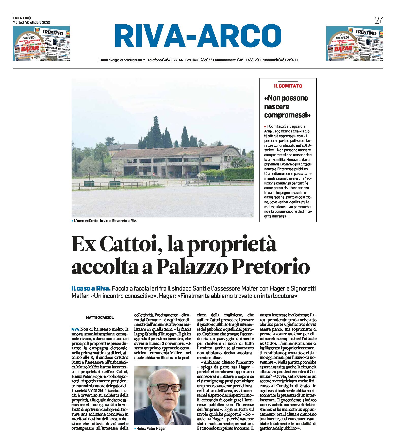 Arco, ex Cattoi: la proprietà accolta a Palazzo Pretorio