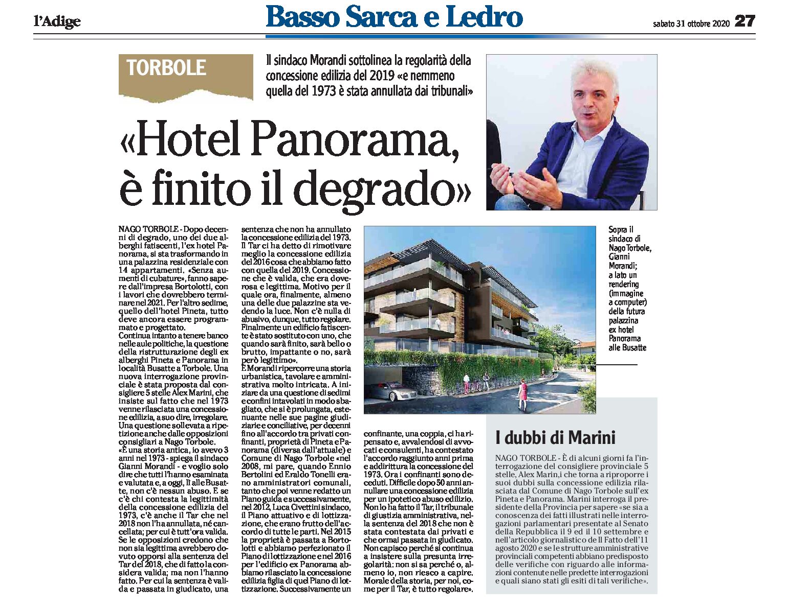 Torbole, località Busatte: il sindaco Morandi “Hotel Panorama, è finito il degrado”