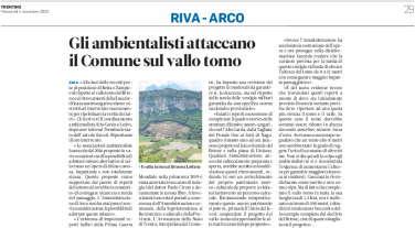 Arco, Brione: gli ambientalisti attaccano il Comune sul vallo tomo