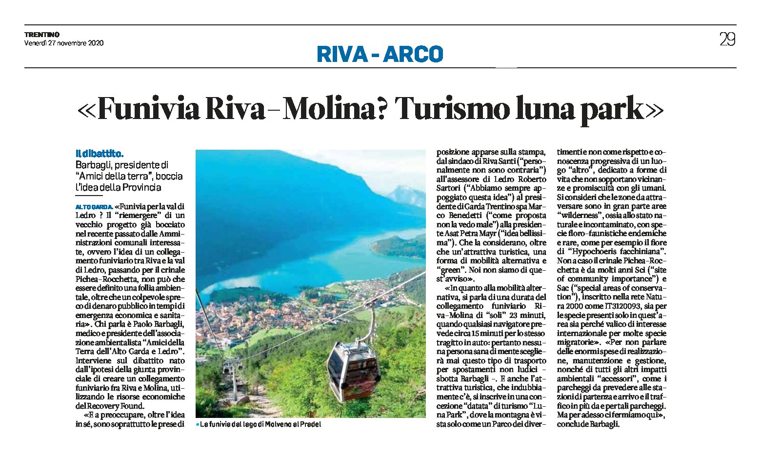 Funivia Riva-Molina: turismo luna park