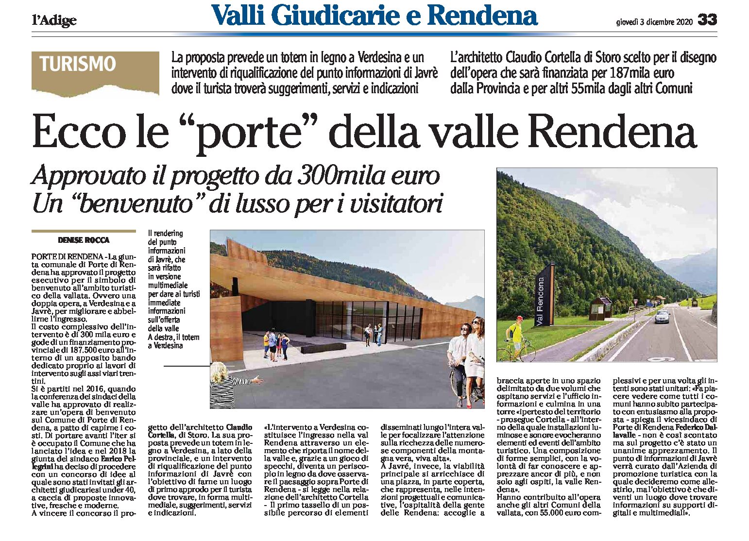 Porte di Rendena: approvato il progetto esecutivo per il benvenuto ai turisti nella valle