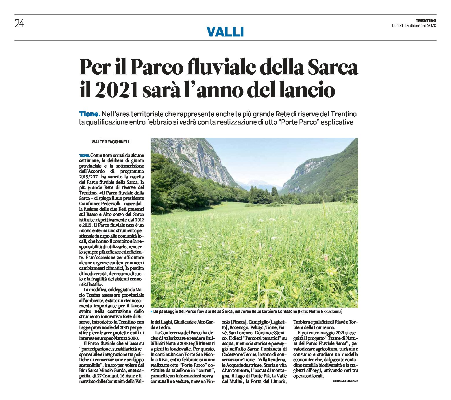 Parco fluviale del Sarca: il 2021 sarà l’anno del lancio