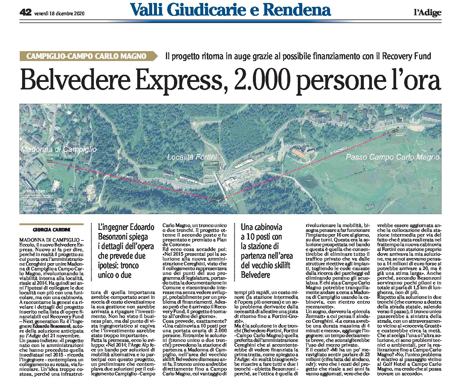 Campiglio: Belvedere Express, 2000 persone l’ora. Il progetto ritorna in auge