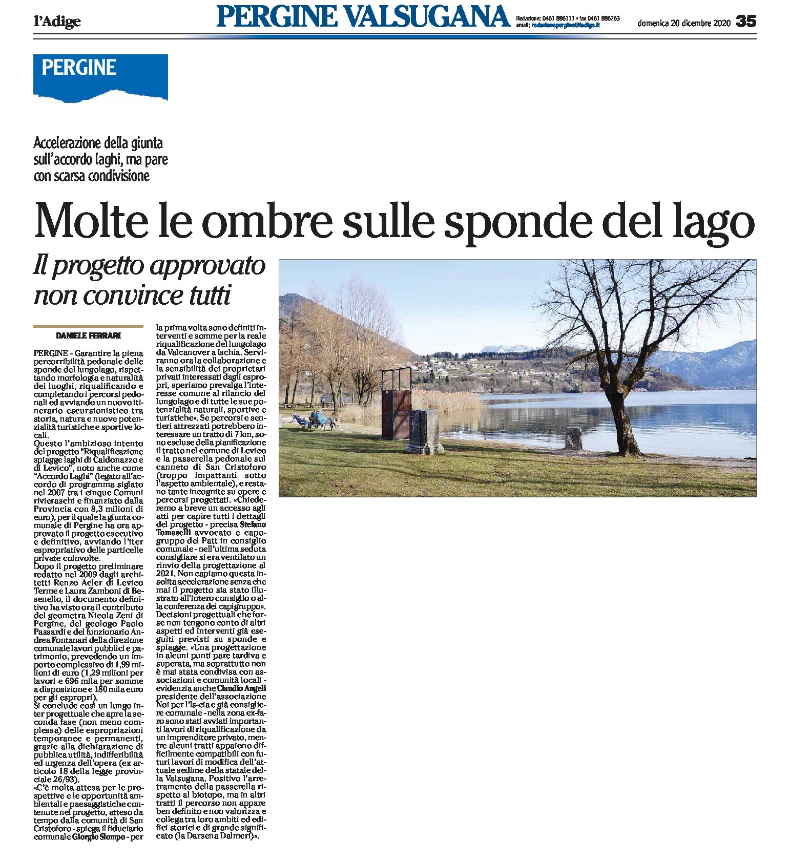 Accordo Laghi: molte ombre sulle sponde del lago di Caldonazzo