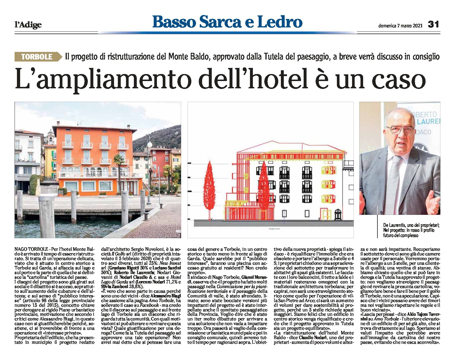 Torbole, hotel Monte Baldo: il progetto di ristrutturazione, approvato dalla Tutela del paesaggio, è un caso